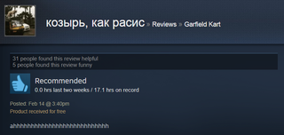 Illustration for article titled Garfield Kart, As Told By Steam Reviews